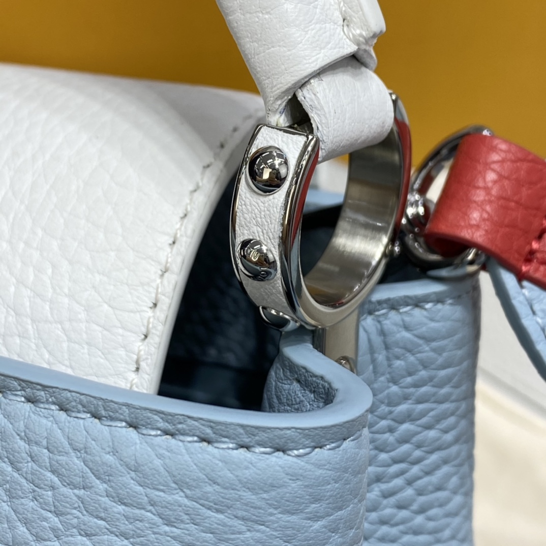 Louis Vuitton CAPUCINES MINI Taurillon Leather Bag M57519 Blue Olympus/White